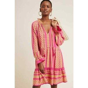Maeve by Anthropologie Long Sleeve Dress Pink Yellow Dress